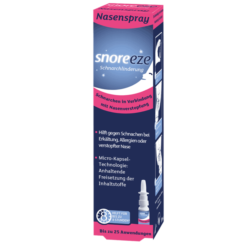 Produkt: Snoreeze Nasenspray gegen Schnarchen Verpackung Front