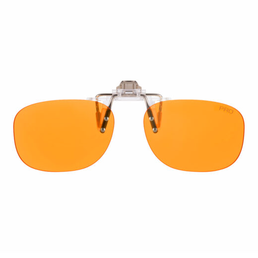 Blaulichtfilterbrille mit orangefarbenen Gläsern